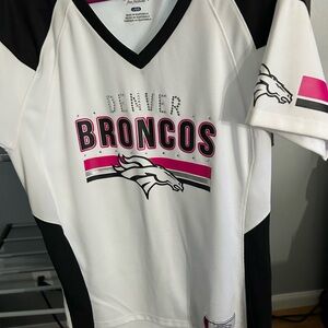 Majestic White and Black V-Neck Women’s Denver Broncos Jersey